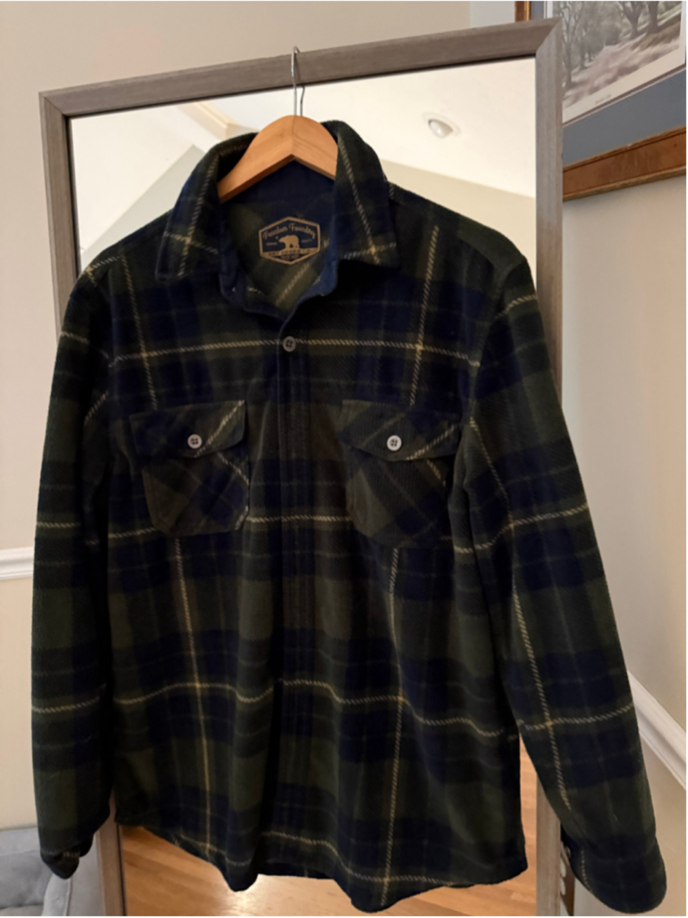 Men's Freedom Foundry Shirt Jacket Medium Green Blue Plaid